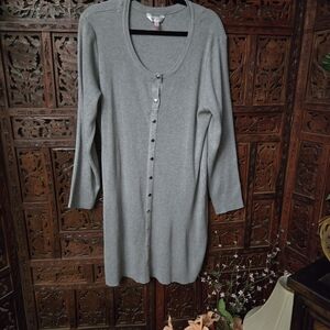 No Boundaries Ribbed Gray Button-Up Dress